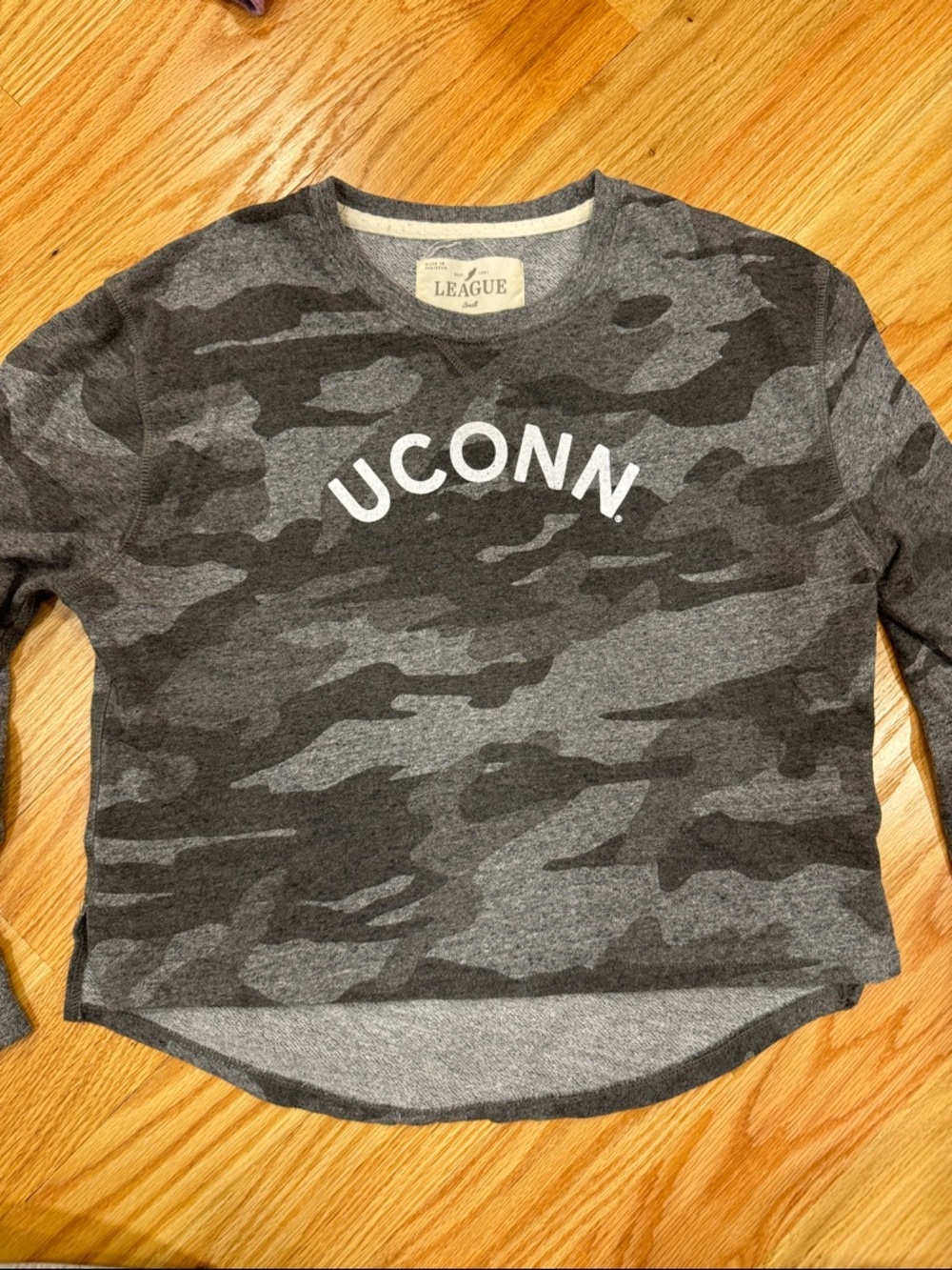 League UCONN Gray Camo Crewneck Sweatshirt